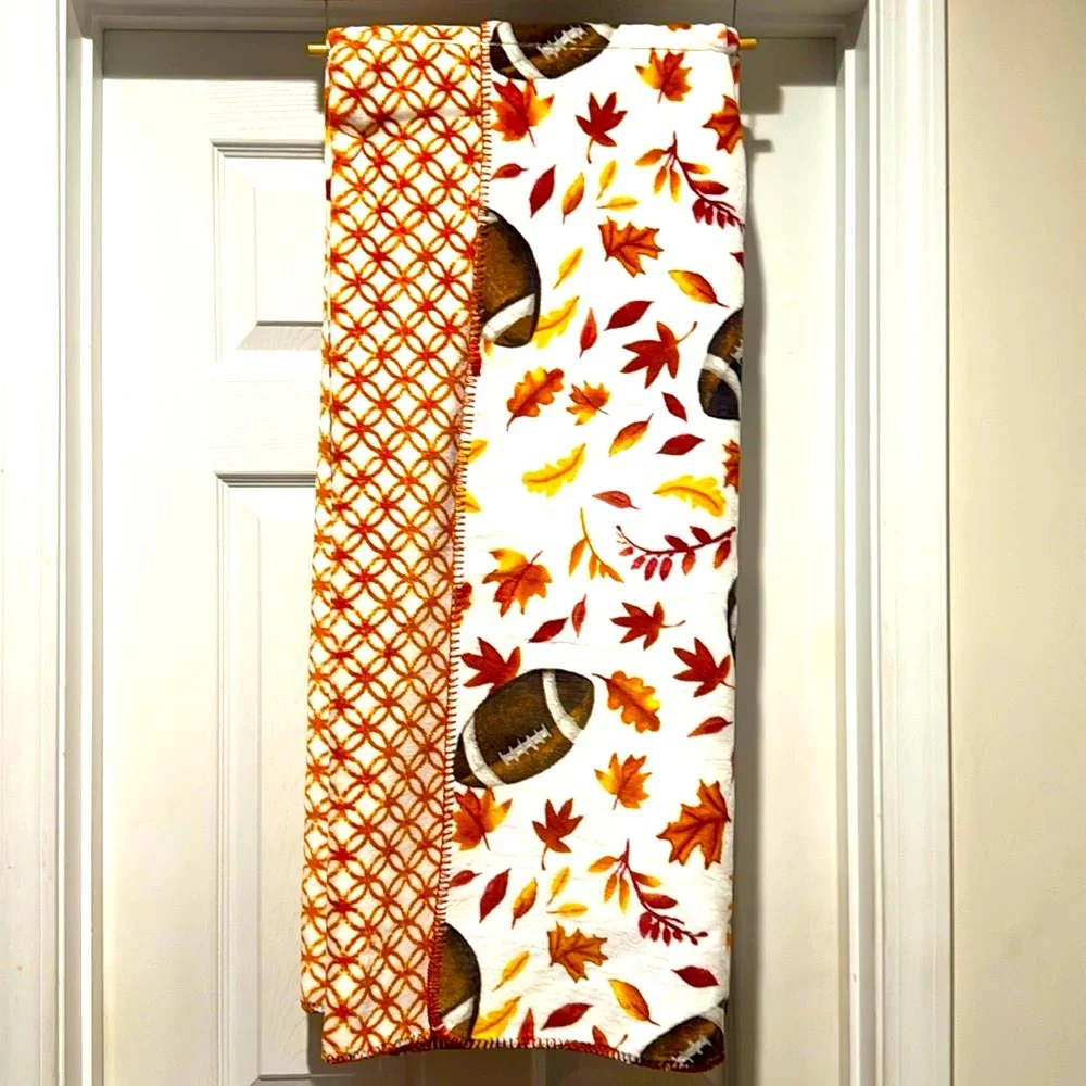 GAME DAY,GAME ON! Oversized Reversible Decorative Football/Leaves Throw